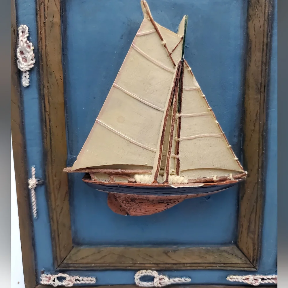 RAJ Photo Display Sailboat Picture Frame 3.5” X 5” Nautical Ropes